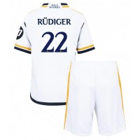 Real Madrid Antonio Rudiger #22 Heimtrikotsatz Kinder 2023-24 Kurzarm (+ Kurze Hosen)